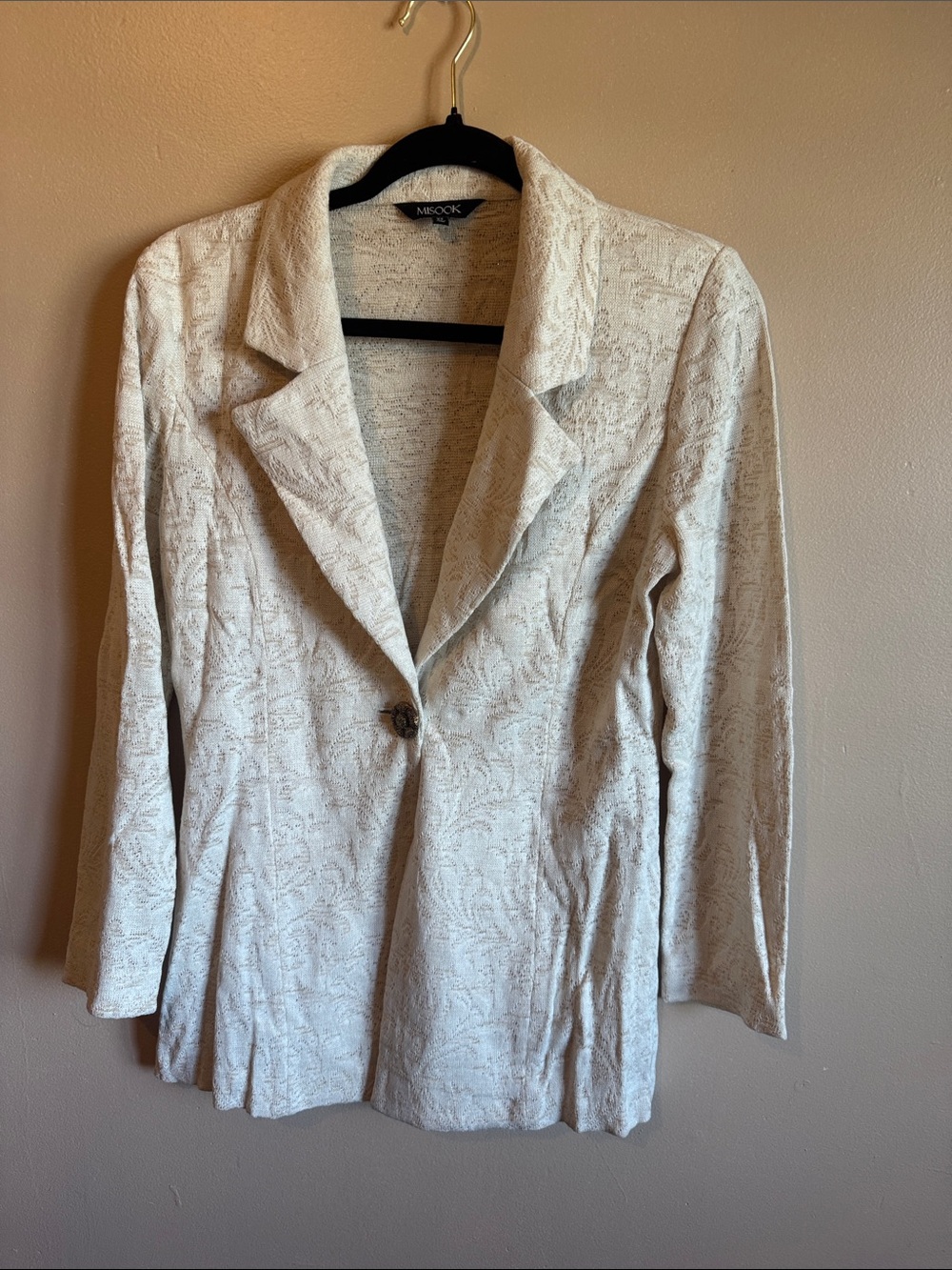 Misook Cream Textured Single-Button Blazer